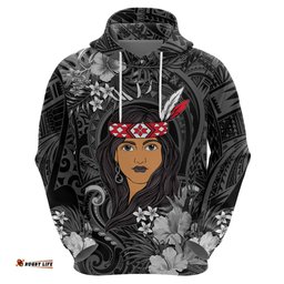 new zealand custom womens day hoodie maori girl feathers of hope black