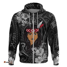 new zealand custom womens day hoodie maori girl feathers of hope black