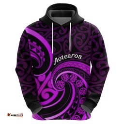 purple aotearoa mangopare hoodie nz maori koru style