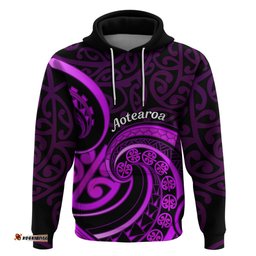 purple aotearoa mangopare hoodie nz maori koru style