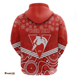 personalised swans football christmas hoodie merry xmas mix aboriginal art