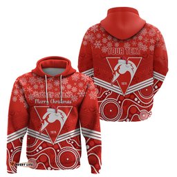personalised swans football christmas hoodie merry xmas mix aboriginal art