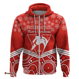 personalised swans football christmas hoodie merry xmas mix aboriginal art