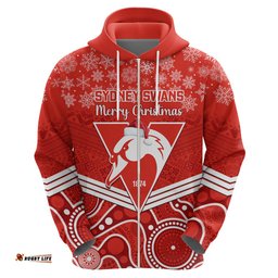 personalised swans football christmas hoodie merry xmas mix aboriginal art