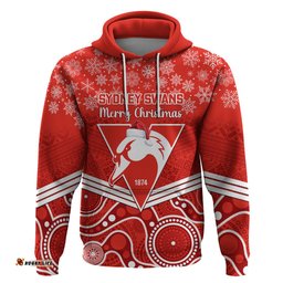 personalised swans football christmas hoodie merry xmas mix aboriginal art