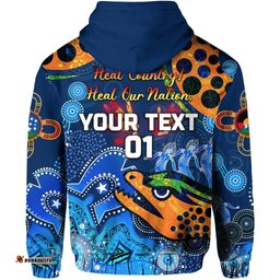 custom personalised parramatta zip hoodie eels indigenous naidoc heal country heal our nation blue custom text and number 05