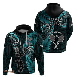new zealand tiki tennis hoodie 2024 aotearoa tenehi maori silver fern turquoise