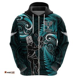 new zealand tiki tennis hoodie 2024 aotearoa tenehi maori silver fern turquoise