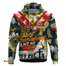personalised cowboys anzac day hoodie aboriginal rising sun