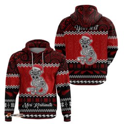 personalised new zealand christmas hoodie maori tiki meri kirihimete