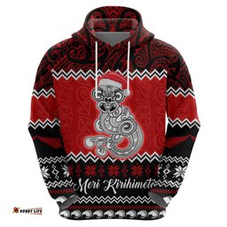 personalised new zealand christmas hoodie maori tiki meri kirihimete