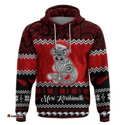 personalised new zealand christmas hoodie maori tiki meri kirihimete