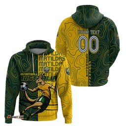 personalised matildas mascot hoodie australia football topographic