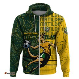 personalised matildas mascot hoodie australia football topographic