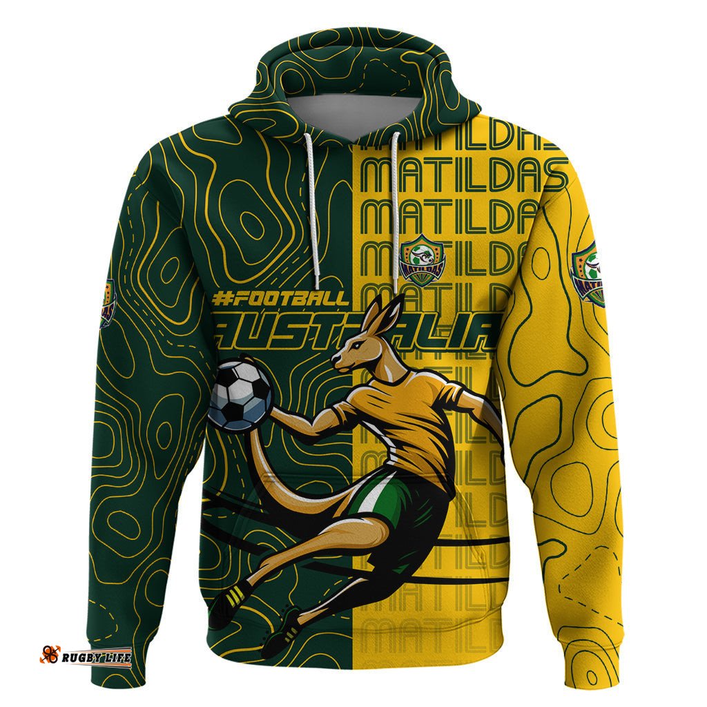 personalised matildas mascot hoodie australia football topographic