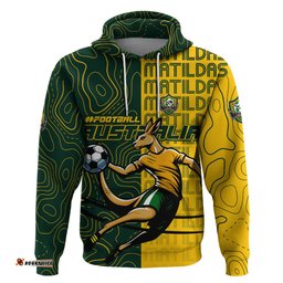 personalised matildas mascot hoodie australia football topographic