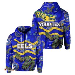 custom personalised parramatta eels zip hoodie aboriginal tribal style