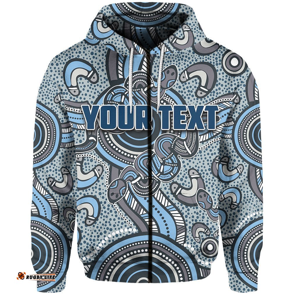 custom personalised parramatta eels zip hoodie aboriginal styleblue