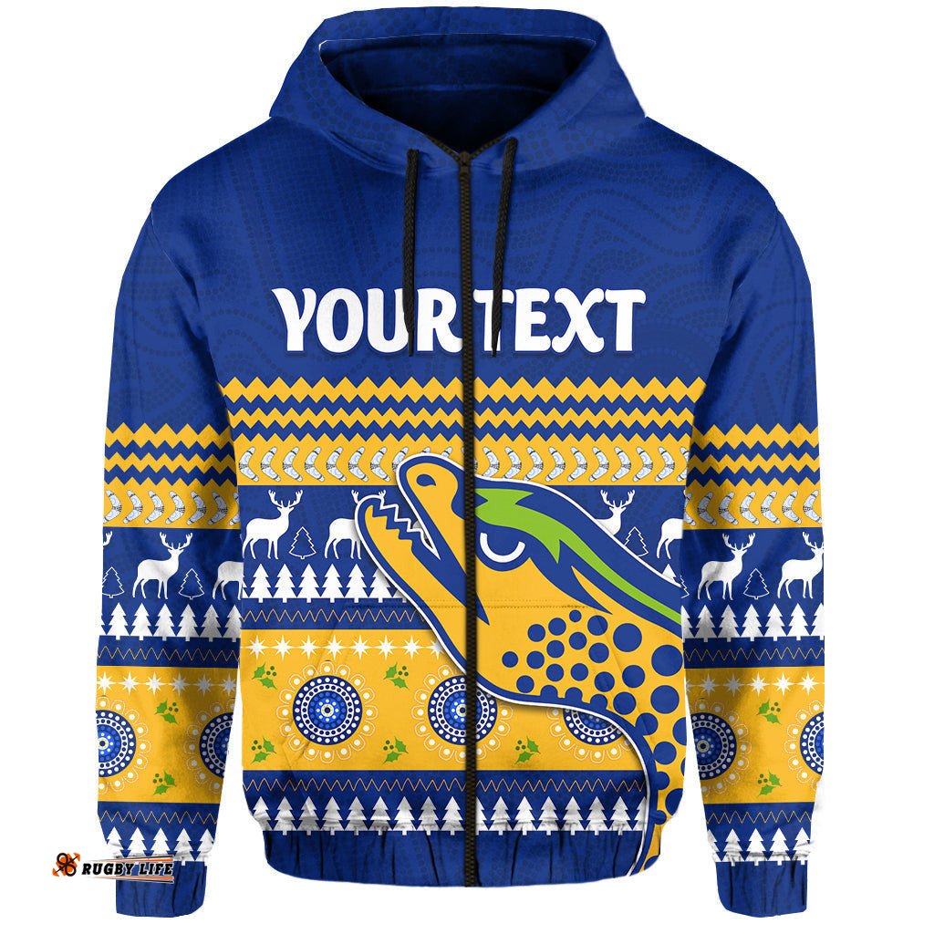 custom personalised eels indigenous zip hoodie parramatta christmas
