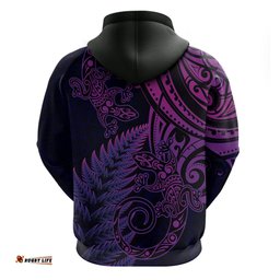 new zealand lizard hoodie silver fern aotearoa maori purple version