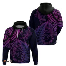 new zealand lizard hoodie silver fern aotearoa maori purple version