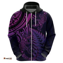 new zealand lizard hoodie silver fern aotearoa maori purple version