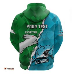 personalised sharks and rabbitohs rugby hoodie sporty version