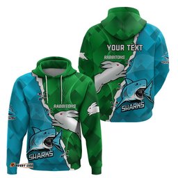 personalised sharks and rabbitohs rugby hoodie sporty version