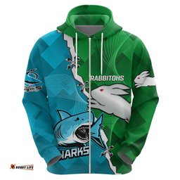 personalised sharks and rabbitohs rugby hoodie sporty version