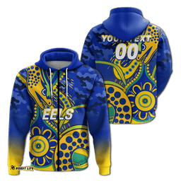 custom personalised eels rugby anzac day camouflage indigenous art hoodie