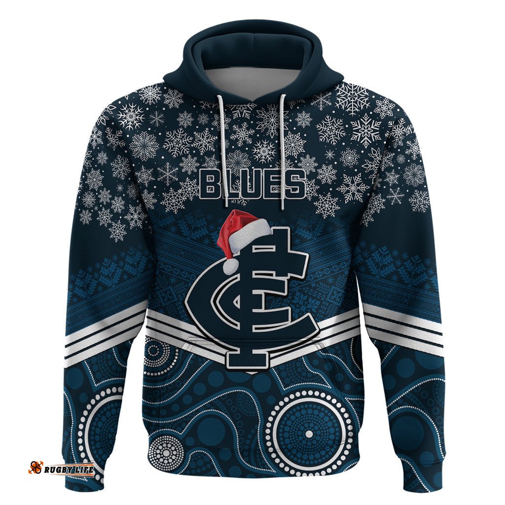 custom blues football christmas hoodie merry xmas mix aboriginal art