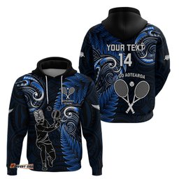 custom new zealand tiki tennis hoodie 2024 aotearoa tenehi maori silver fern blue