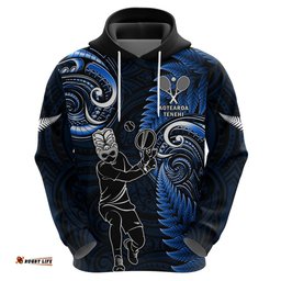 custom new zealand tiki tennis hoodie 2024 aotearoa tenehi maori silver fern blue