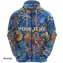 custom personalised parramatta zip hoodie eels indigenous naidoc vibes blue