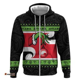 new zealand funny christmas hoodie maori tiki