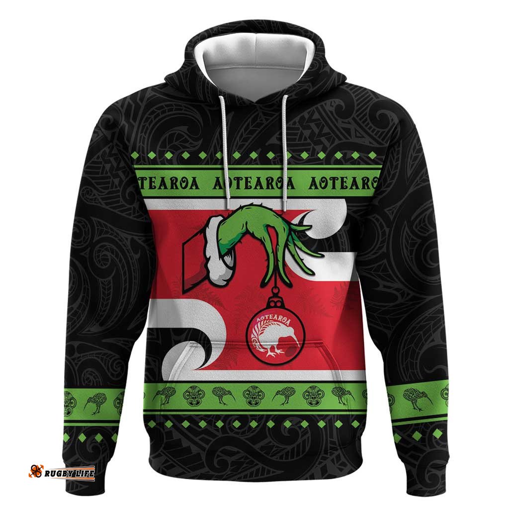 new zealand funny christmas hoodie maori tiki