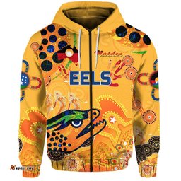 custom personalised parramatta zip hoodie eels indigenous naidoc heal country heal our nation gold custom text and number 03
