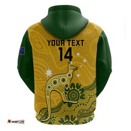 custom australia rugby hoodie wallabies kangaroo indigenous art