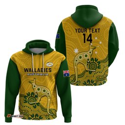 custom australia rugby hoodie wallabies kangaroo indigenous art