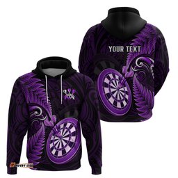 personalised new zealand darts hoodie happiness is a tight threesome maori purple