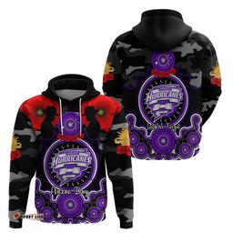 hobart hurricanes anzac 2024 hoodie lest we forget poppy mix camouflage