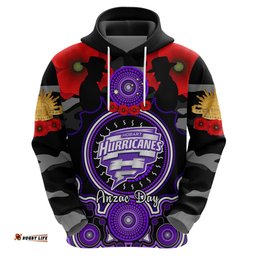 hobart hurricanes anzac 2024 hoodie lest we forget poppy mix camouflage