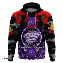 hobart hurricanes anzac 2024 hoodie lest we forget poppy mix camouflage