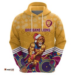 custom brisbane lions football christmas hoodie merry xmas mix aboriginal art