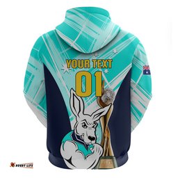 custom australia soccer hoodie matildas kangaroo with world cup trophy turquoise version