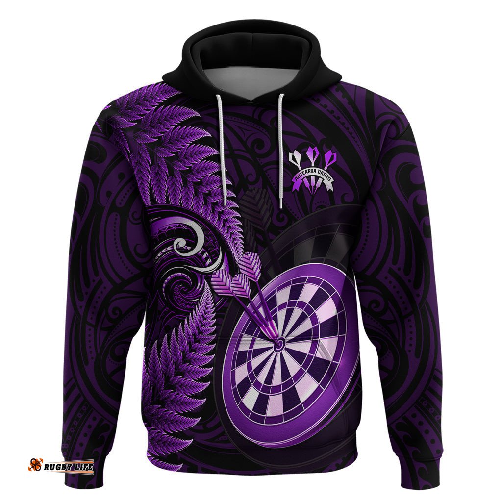 new zealand darts hoodie happiness is a tight threesome maori purple