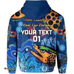 custom personalised parramatta hoodie eels indigenous naidoc heal country heal our nation blue custom text and number 01