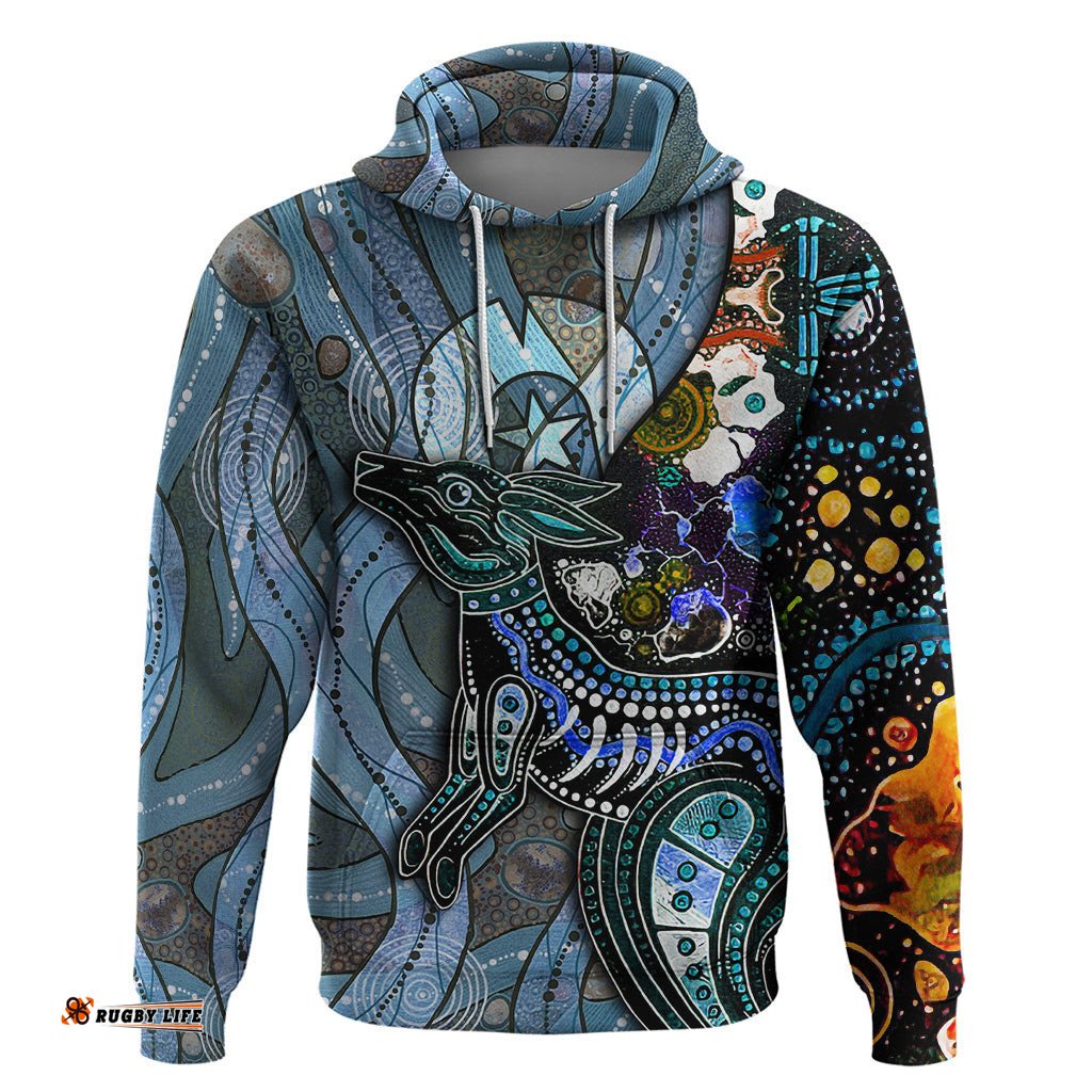 kangaroo aboriginal pattern dot art hoodie