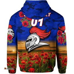 custom personalised newcastle knights anzac zip up and pullover hoodie poppy flowers vibes