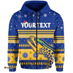 custom personalised eels unique zip hoodie merry christmas parramatta